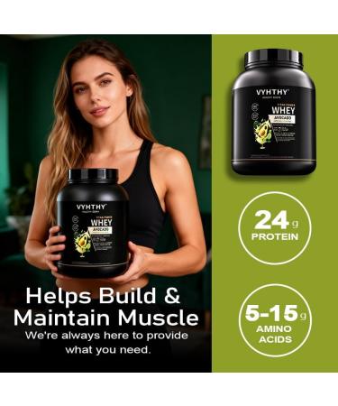 VYHTHY Avocado Flavored Whey Protein Powder 24g Protein per Serving Fast-Absorbing Concentrated whey Protein Low Sugar Gluten-Free Natural Flavor 2 lbs/32 oz. - Buy Online on GoSupps.com