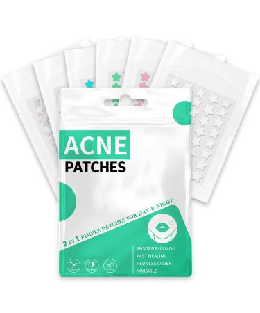 Star Pimple Patches For Face 240 Counts Hydrocolloid Acne Patches with Tea Tree Oil Blemish Zit Patches For Face 3 Sizes Acne Patch Acne Dots Patches 6 colors Pink Yellow Blue Star Pimple Patches