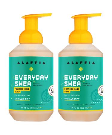 Alaffia EveryDay Shea Foaming Hand Soap, Cleanse, Moisturize & Refresh Hands, Made with Fair Trade Shea Butter, Cruelty Free, No Parabens, Sulfate Free, Vegan, Vanilla Mint, 2 Pack - 18 Fl Oz Ea Vanilla Mint 18 Fl Oz (Pack…