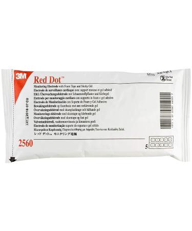 3M 2560-5 Red Dot Monitoring Electrode 1.60 Width 1.36 Length Pack of 1000