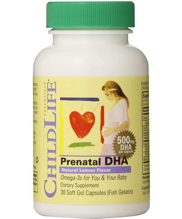 ChildLife Prenatal DHA Natural Lemon Flavor 500 mg 30 Soft Gel Capsules