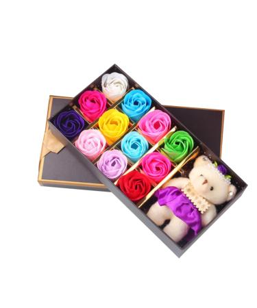 SEWOART 12 Rose Flower Soap Rose Soap Petals Rose Flower Bath Soap Boxes for Women Floral Scented Bath Soap Pink Soap Flora Soap Luxury Shower Gel Rose Soap Suite Miss Fragrance