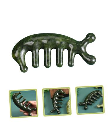 Frcolor Jade Gua Sha Massage Comb - Acupuncture Head Massage Tool for Scalp & Meridian | Wide Tooth Hairbrush - Buy Online on GoSupps.com