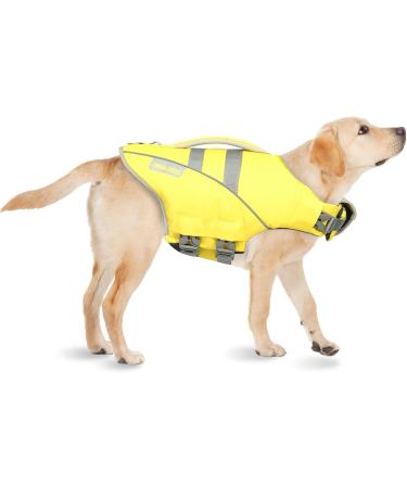 Zooland Dog Life Jacket | Buoyant Adjustable & Durable | Reflective Lifesaver for Small Medium & Large Dogs - XL Yellow - Buy Online on GoSupps.com