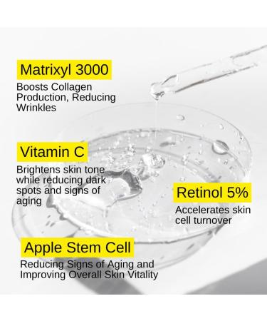 Ammuri Retinol Serum for Face Hydrating & Brightening Serum Vitamin C Serum for Face with Apple Stem Cell for Hyperpigmentation & Acne Treatment 5% Ultimate Retinol - Buy Online on GoSupps.com