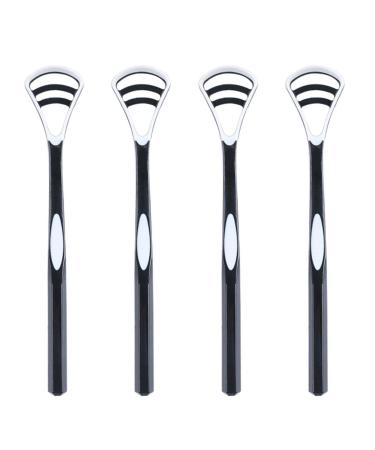 Jiakalamo 4 Pack Portable Tongue Cleaner for Adults Tongue Cleaner for Fresh Breath for Oral Health (Black)