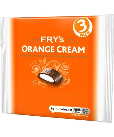 Fry's Orange Cream Chocolate Bar 3 Multipack 147 g (Bulk Box of 16) ORANGE CREAM 147 g (Pack of 16) - Buy Online on GoSupps.com