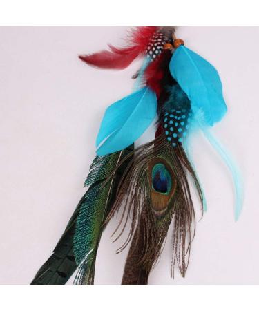 Handmade Peacock Feather Hippie Hair Extension Headband Bohemia Feather Hair Clips Comb with Bead Women Hairpin Headdress DIY Accessories - Buy Online on GoSupps.com