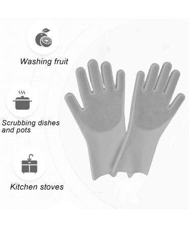 Silicone Dishwashing Gloves Reusable Washing Household Gloves Thicken Cleaning Brush Scrubber Gloves for Laundry Gray - Buy Online on GoSupps.com