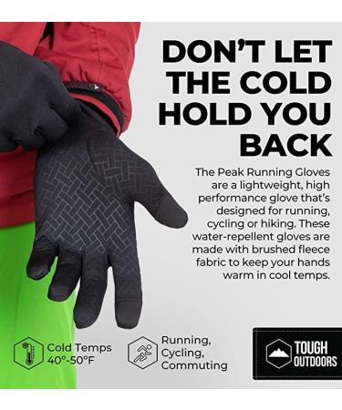 Tough Outdoors Winter Running Gloves with Touch Screen - Thin Thermal Glove Liners for Texting & Cycling - Medium/Large - Buy Online on GoSupps.com
