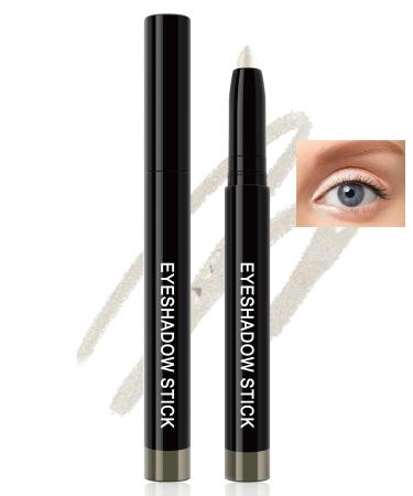 Cream Eyeshadow Stick Eyeliner Multi-Use Brightener Eyeshadow Pencil Waterproof Long Lasting Eye Shadow Stick Matte & White Pearl Finish Smooth Crease-proof Buildable Eyeshadow with Sharpener-01#