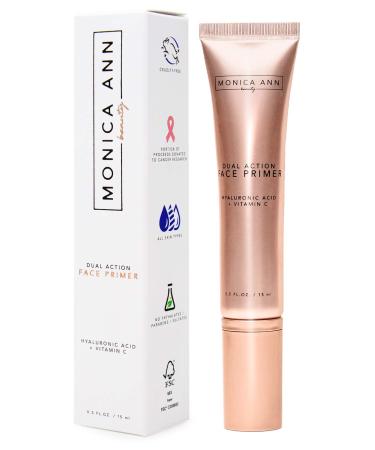 Monica Ann Beauty Dual-Action Face Primer - 15 mL | Hydrating Makeup Primer With Vitamin C & Hyaluronic Acid | Smoothing Translucent Matte Pore Minimizer | Foundation Primer For Any Skin Tone