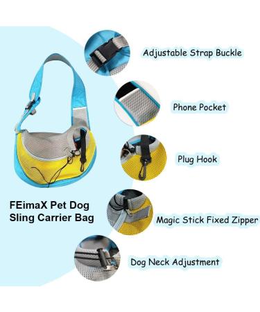 FEimaX Pet Dog Sling Carrier Breathable Mesh Hands-Free Bag for Small Dogs & Cats Adjustable Strap, Crossbody Design Ideal for Outdoor Travel (L Blue) - Buy Online on GoSupps.com