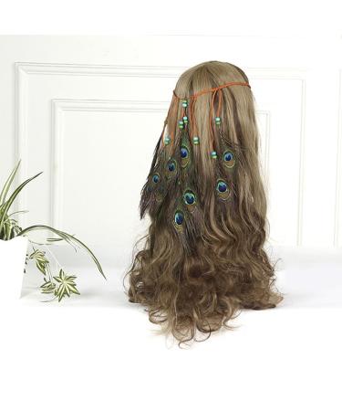 Minkissy Peacock Spring Headband | Bohemian Hippie Gypsy Vintage Feather Hair Band for Women & Girls | Perfect for Carnival & Festival - Buy Online on GoSupps.com
