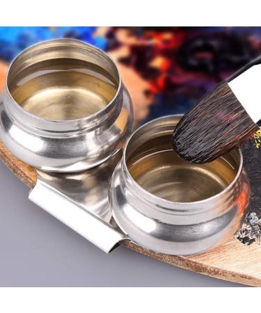 Stainless Steel Double Dipper Palette Cup - Large Size with Screw Hat for Turpentine and Paint Megilp - Buy Online on GoSupps.com