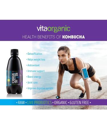 VitaOrganic Kombucha Tea Drink 330ml - Sparkling Green Tea with Live Kombucha Culture - 100% Organic Plant-Based Drinks - Buy Online on GoSupps.com