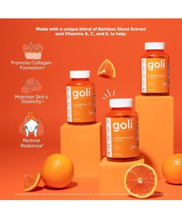 Goli Nutritional Supplement SuperFruits Beauty Gummy Vitamin - 60 Count - Collagen-Promoting Ingredients - Mixed Fruit Vegan Plant-Based Non-GMO Gluten-Free & Gelatin Free - Buy Online on GoSupps.com