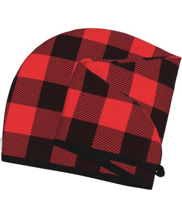 Buffalo Plaid Red Black Microfiber Hair Towel | Super Absorbent Coral Velvet Wrap for Women | Quick Dry Hair Cap for Long Curly & Thick Hair - Buy Online on GoSupps.com