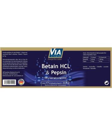 Buy Betaine HCL + Pepsin 120 Vegan Capsules - 1700mg High Dosage Made in Germany | Premium Digestive Support - Buy Online on GoSupps.com