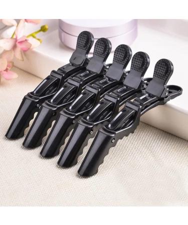 12 Professional Black Hair Clips - 12-Pack Hairdresser Crocodile Clamps Plastic Styling Clips for Hair Care & Styling - Buy Online on GoSupps.com