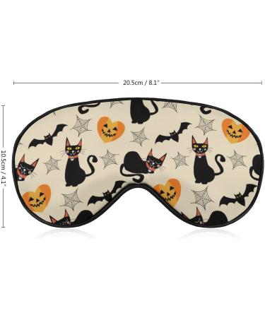Black Cat and Pumpkin Sleep Mask - Adjustable Strap Eye Cover for Sleeping and Travel - Men and Women - Buy Online on GoSupps.com