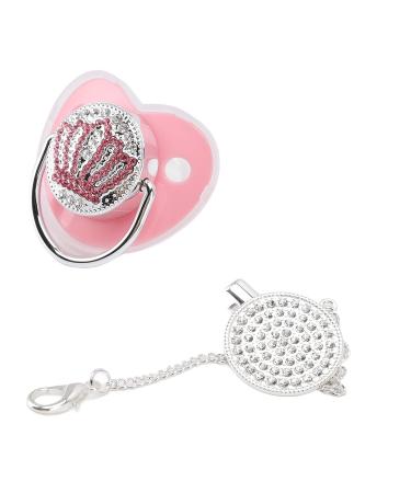 Bling Baby Pacifier: Rhinestone Crown, Ultra Soft Silicone, Safe for Breastfed Babies - Glow in The Dark, Baby Girl Pacifier (Pink) - Buy Online on GoSupps.com