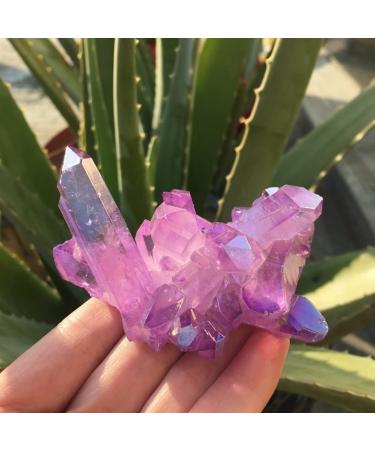 Home Decoration 80-90g Purple Flame Aura Quartz Crystal Cluster Specimen s Home Goods