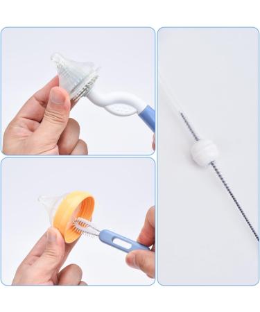 Baby Bottle Brush and Bottle Drying Rack Bottle Brush Set with Stand Long Handle Bottle Brush Cleaner Countertop Drying Rack Rotating Silicone Bottle Brush & Nipple Brush & Straw Cleaner Blue - Buy Online on GoSupps.com