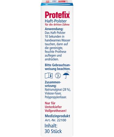 Protefix Panel Cushion for Full Prostheses - Lower Jaw | 30 Sticky Cushions (Pack of 2) - Effective Pressure Point Protection & Inflammation Relief - Buy Online on GoSupps.com