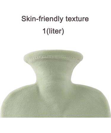 1L Cartoon Hot Water Bottle with Soft Cover for Neck & Shoulder Pain Relief - Hot & Cold Therapy Pack for Kids & Women - Green - Buy Online on GoSupps.com