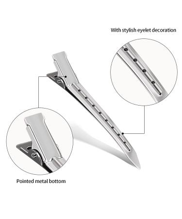 24 Silver Ducking Hair Clips - Durable Alligator Clamps for Hairdressers | Steel Hair Clips with Holes - Perfect for Styling & Curling - Buy Online on GoSupps.com