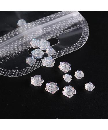 4 Colors Flowers Design Elegant Charms 3D White Acrylic Aurora Camellia Nail Art Decorations(blue) - Buy Online on GoSupps.com