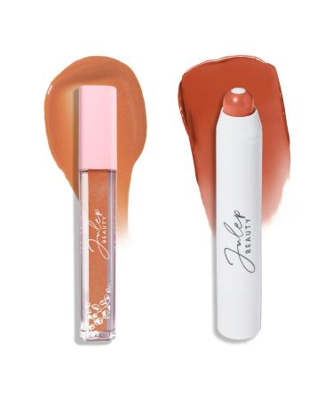 Julep Luscious Lips Duo: It's Balm Tinted Lip Balm in Roasted Peach + So Plush Plumping Lip Gloss in Not Sorry - Hydrating Glossy and Vegan Lip Colors with Vitamin E - Perfect Lip Care Set