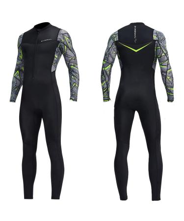 Dive Skins for Women Men Full Body Swimsuit Rash Guard Scuba Skin Thin Wetsuit, One Piece Long Sleeve Quick Dry Diving Skin UV Protection Surfing Spandex Wet Suit for Snorkeling Water Sport Men Black 3X-Large
