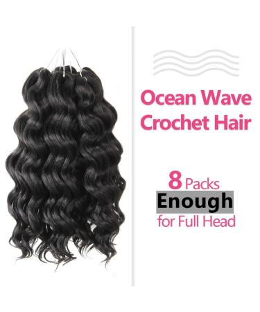 Niseyo NU Short Ocean Wave Crochet Hair 9 Inch 8 Packs - Synthetic Black Wavy Crochet Braids 1B(Natural Black) - Buy Online on GoSupps.com