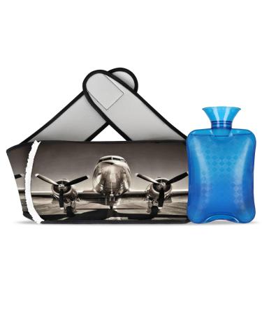 Airplane Hot Water Bottle with Soft Waist Cover Warm Water Bag for Hand Shoulder Legs Back Neck Warm
