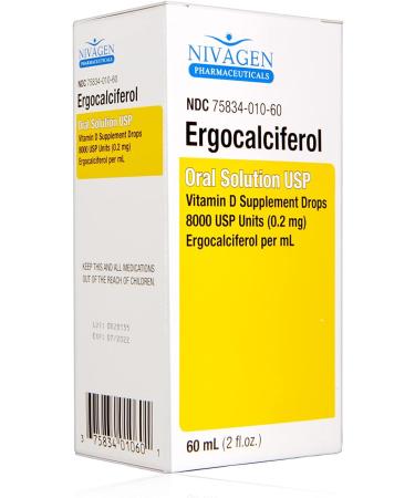 Vitamin D2 Liquid Drops (Ergocalciferol) 400 IU - 60ml (8 000 USP 1 200 Servings) + Vitamin D3 50 000 IU Capsules (100 Count) - Buy Online on GoSupps.com