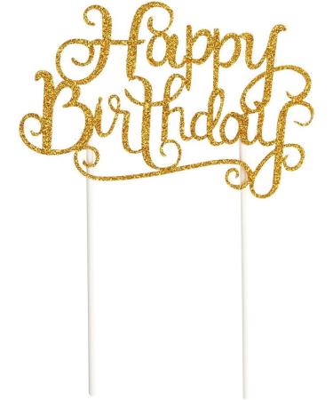 Gold Glitter Happy Birthday Cake Toppers Set of 7 - Party Decor & Decorations - Buy Online on GoSupps.com