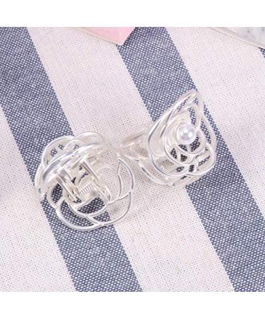 Lurrose 2pcs Pearls Hair Claw Clip - Small Metal Stylish Hair Barrettes for Women (Silver) - Buy Online on GoSupps.com