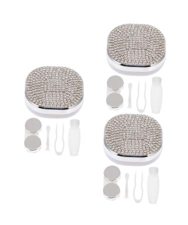 JECOMPRIS 3 sentences care box for colored contact lenses lentes de contacto contact lens tank LINENENETUI-kit Storage container Steine duplex box organizer suite different colors x 3 pieces 7.1x7.1x2.5cmx3pcs