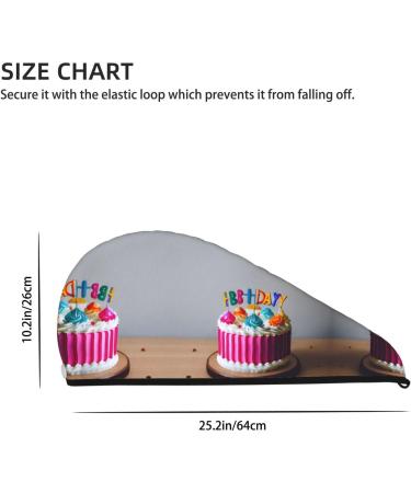 Happy Birthday Cake Coral Velvet Dry Hair Cap | Quick-Dry Towel Wrap for Men & Women | Perfect for Home & Travel - Buy Online on GoSupps.com