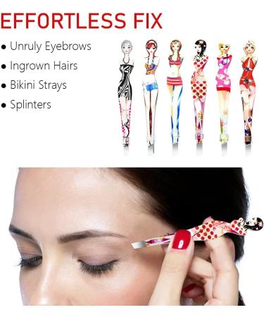 Pinkiou Professional Slant Tip Eyebrow Tweezers 6 Pack Bikini Style Hair Removal Makeup Tool - Buy Online on GoSupps.com