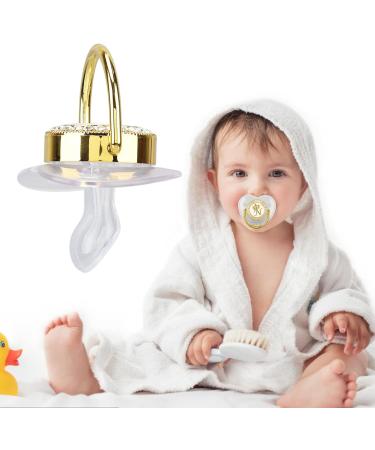 Personalized Bling Baby Pacifier Set | Golden Letter Pacifier & Clip | Custom Silicone Nipple for Infants - Buy Online on GoSupps.com