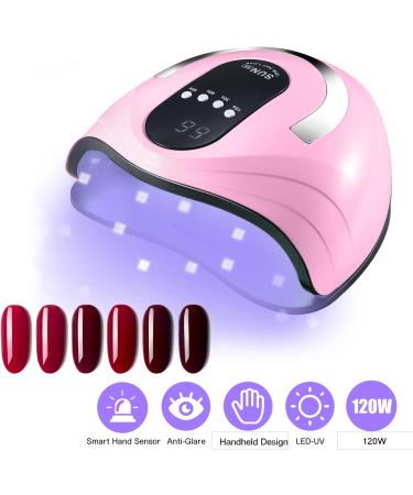 Sunrich UV Gel Nail Lamp 120W - Fast Nail Dryer for Gel Polish Curing 4 Timers Portable Handle Large Space Automatic Sensor - Pink - Buy Online on GoSupps.com