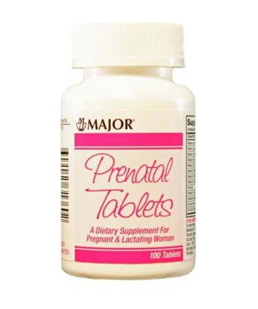 Major Pharmaceuticals Major PRENATAL TABS ASCORBIC ACID-100 MCG Pink 100 Tablets UPC 309045313602