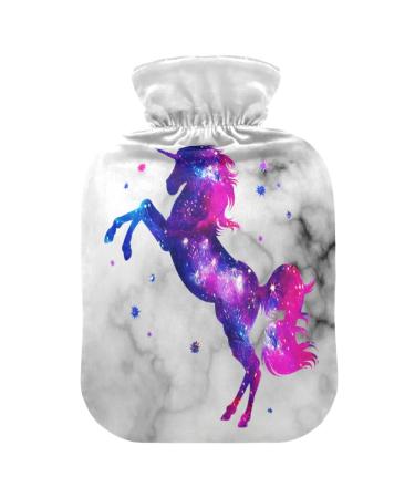 White marble galaxy unicorn heat bottle with cover heat bottles for pain relief heat bottle water bag heating bottles for period cramps 1l