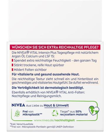 Beiersdorf AG NIVEA Vital AntiWrinkle Intensiv Plus day cream SPF 15 facial care for mature skin with natural argan oil and calcium day cream with SPF for intensive moisture 50 ml - Buy Online on GoSupps.com