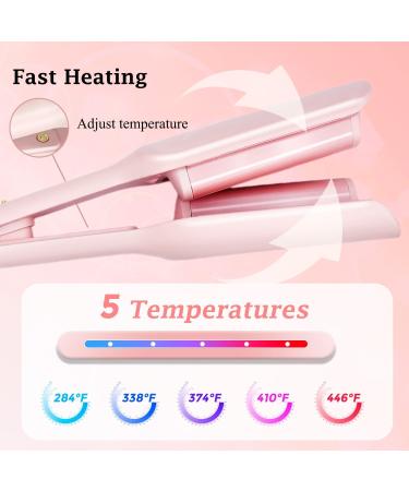 Crimper Curling Iron - 2 Barrel Hair Waver Anti-Scald 1.25" Rapid Heating Curler with 5 Temp Settings for Mid-Length & Long Hair - International Shipping Available - Buy Online on GoSupps.com