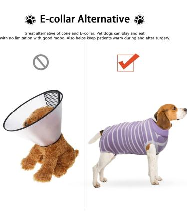 Ouuonno XXL Purple Striped Recovery Suits for Dogs & Cats | Surgical Anti-Lick Vest for Abdominal Wounds & Skin Conditions - Buy Online on GoSupps.com