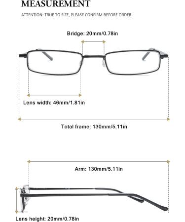 Vevesmundo Compact Metal Reading Glasses with Blue Light Filter - Classic Lightweight 2.0x Aid in Black | Spring Hinge & Etui Included - Buy Online on GoSupps.com